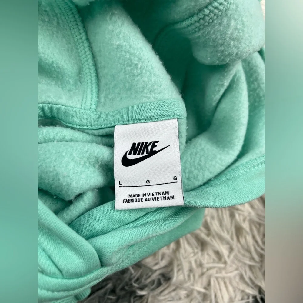 Nike Sportswear Kids Girls Crop Club Fleece Pullover Hoodie Sz Large Mint Green